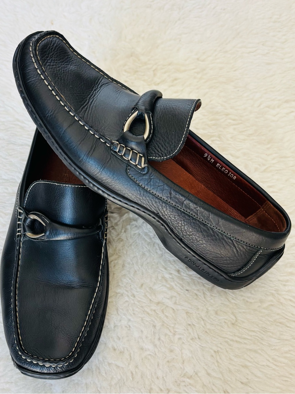 Donald J Pliner dark Brown Leather slip on Loafers shoes size 9.5 M